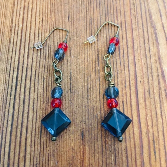 * Midnight Blue Ladies Dangle Earrings,  Handmade Ladies Earrings - Picture 1 of 2